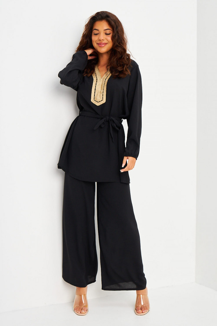Ensemble 2 pièces tunique + pantalon noir