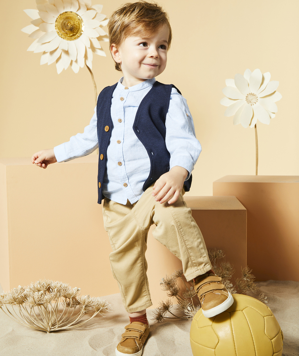 PANTALON RELAXED BÉBÉ GARÇON BEIGE AVEC BRETELLES AMOVIBLES