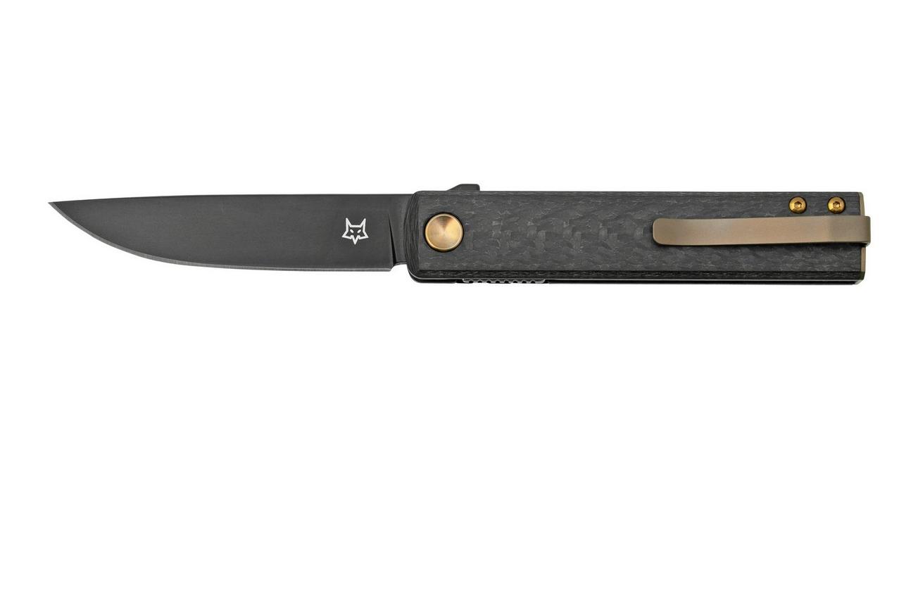 Fox Knives Chnops, FX-543 CFBR, Carbonfiber, Bronze Hardware, Black M390 zakmes, Riccardo Gobbato design