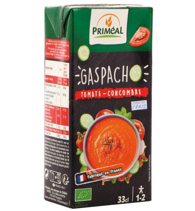 Priméal Gaspacho Tomaat Komkommer Bio (330 ml)