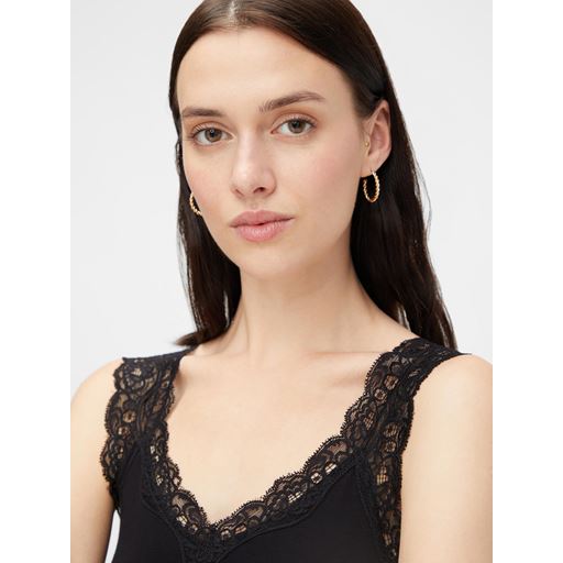 Pieces Barbera Lace Top, Black, XS