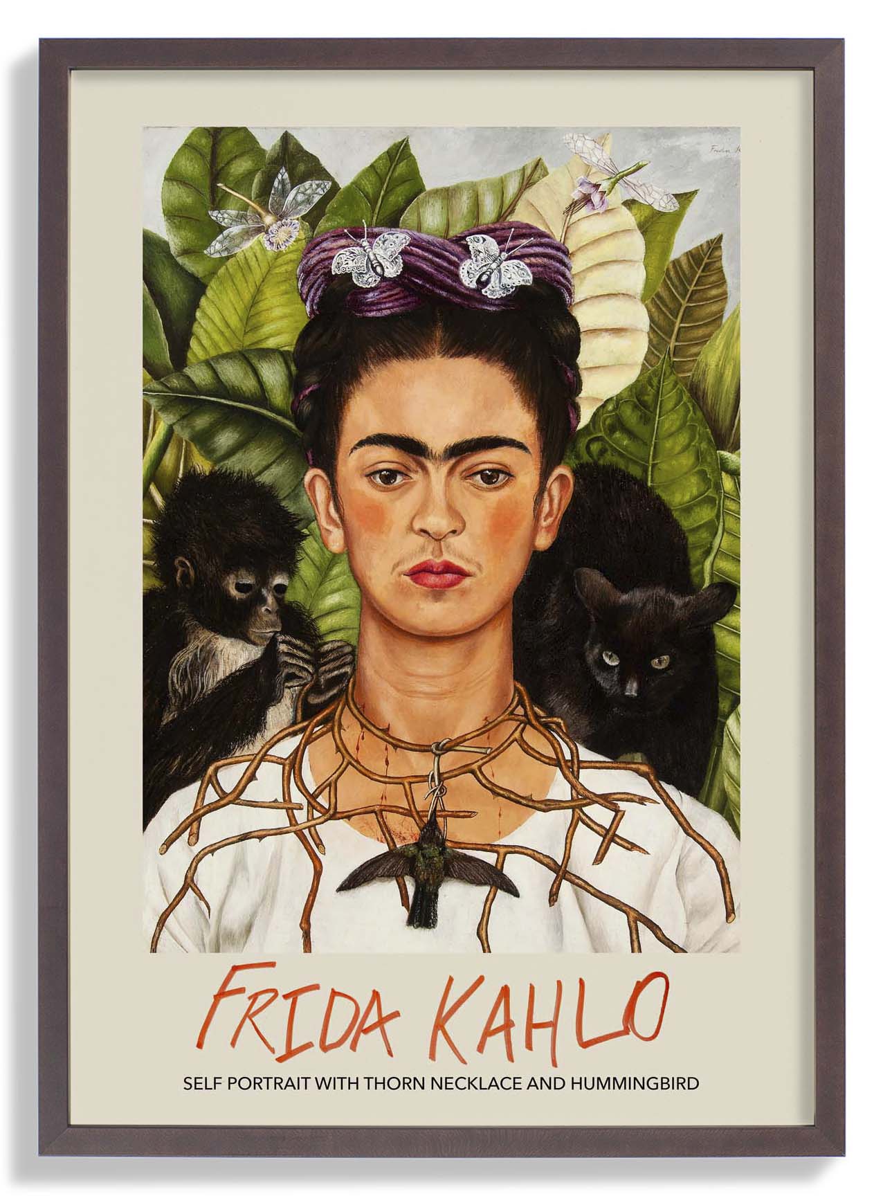Selbstporträt mit Dornenhalskette und Kolibri von Frida Kahlo Kunstausstellung