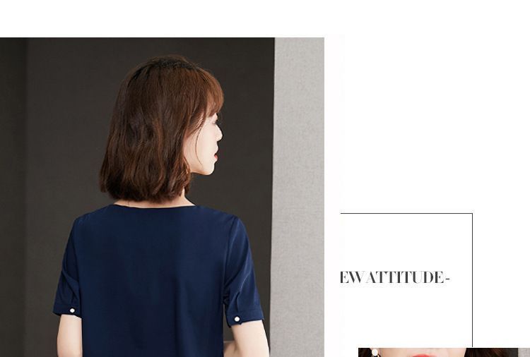Yohana - Blouse met korte mouwen en strik en matrozenkraag