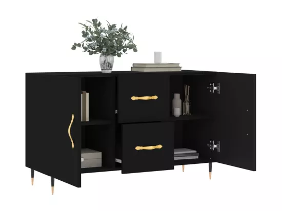 Buffet noir 100x36x60 cm bois d'ingénierie