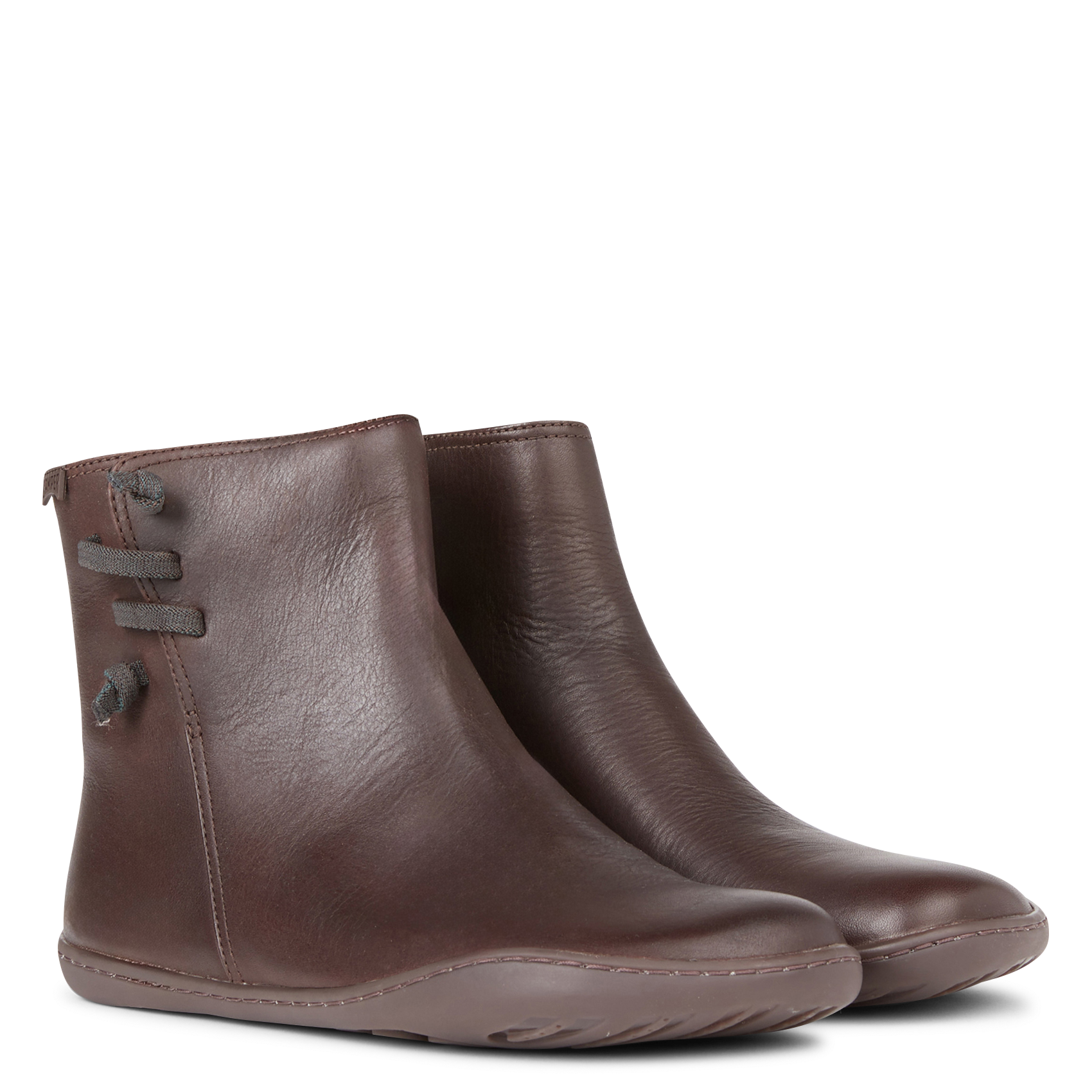 PEU CAMI - Bottines plates à bout rond en cuir | Marron