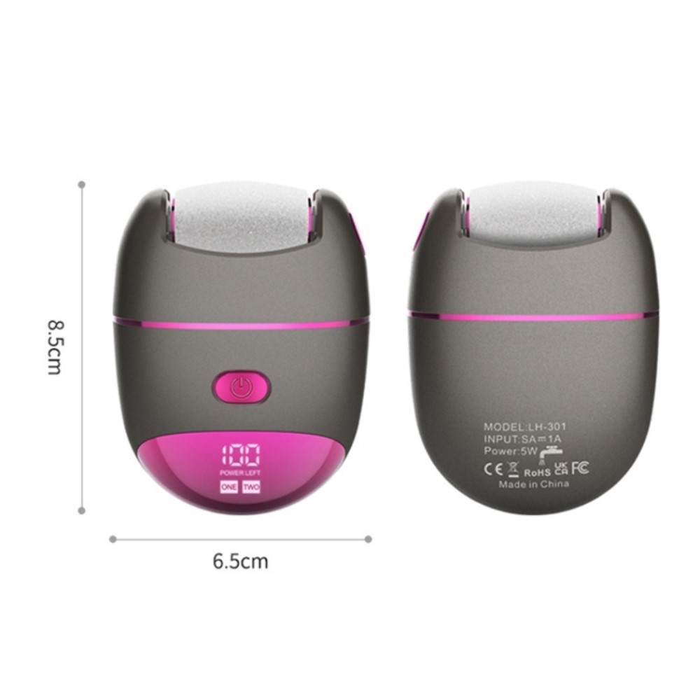 (5-tlg. Set) Elektrischer USB Hornhaut Entferner Fussfeile mit 3 Aufsätzen - Grau / Lila