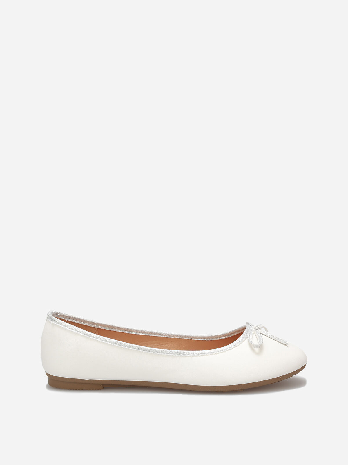 Ballerines à bout rond et nœud- Blanc