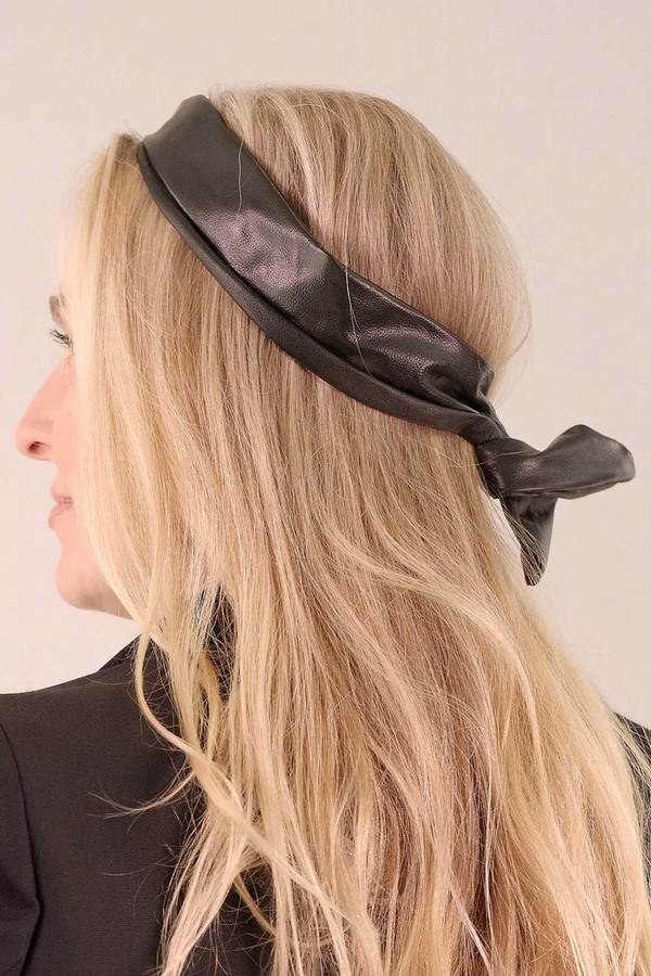 Corinne Leather Hairband Wire Black