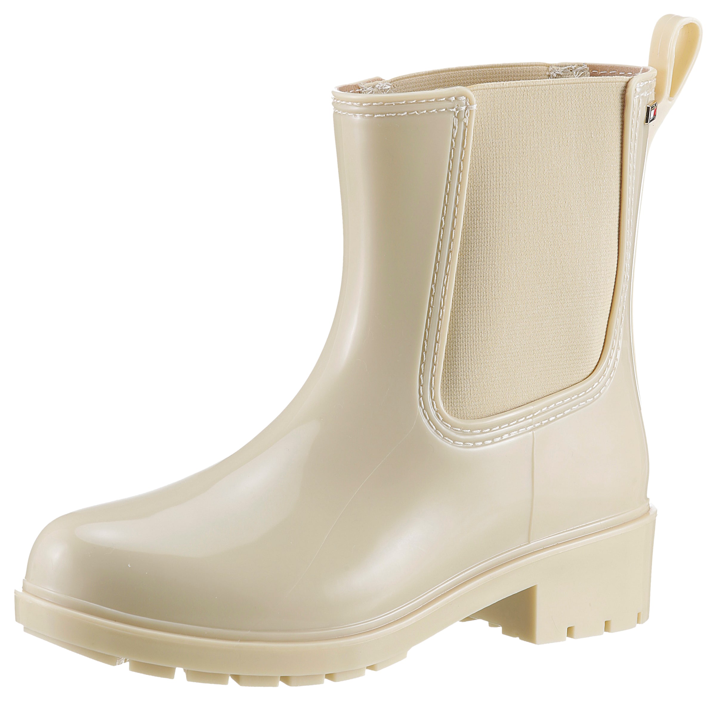 Tommy Hilfiger Chelseaboots »FLAG RAINBOOT«  , Gummistiefel, Blockabsatz, Schlupfschuh mit Anziehlasche