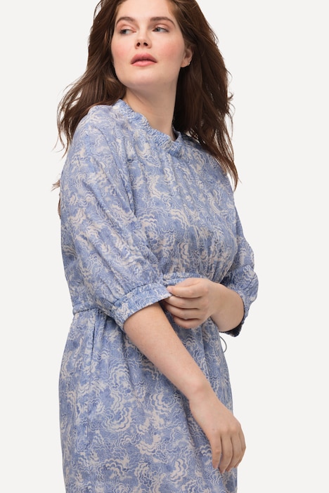 Kleid, Rundhals, Tunnelzug, 3/4-Arm, Biobaumwolle