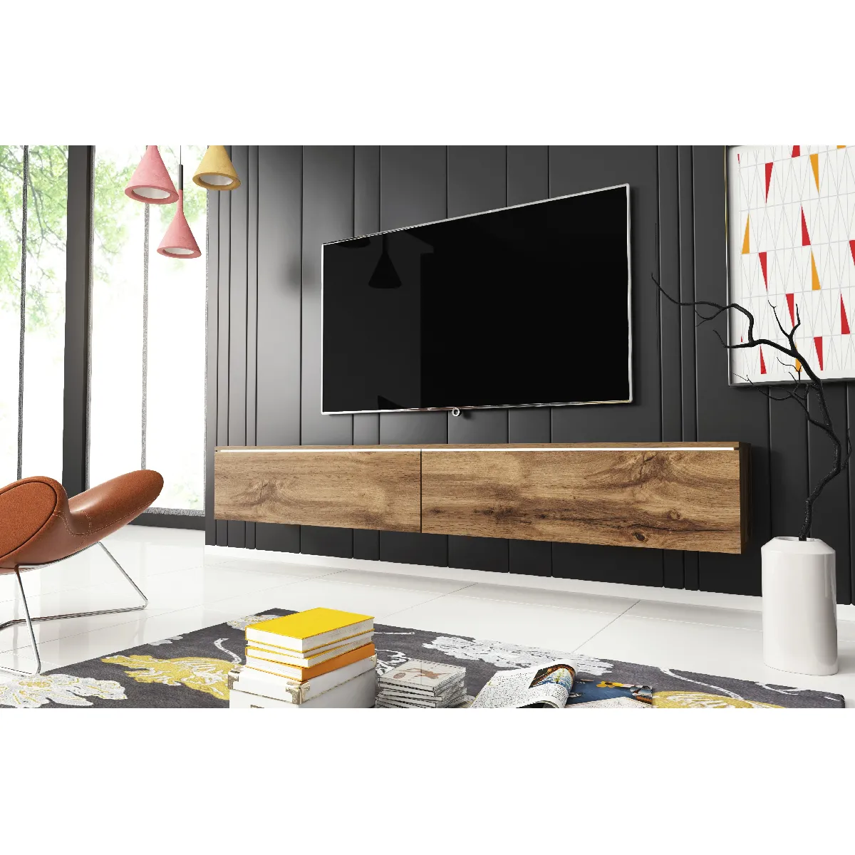 Other Brands Meuble TV Lowboard D effet Chêne