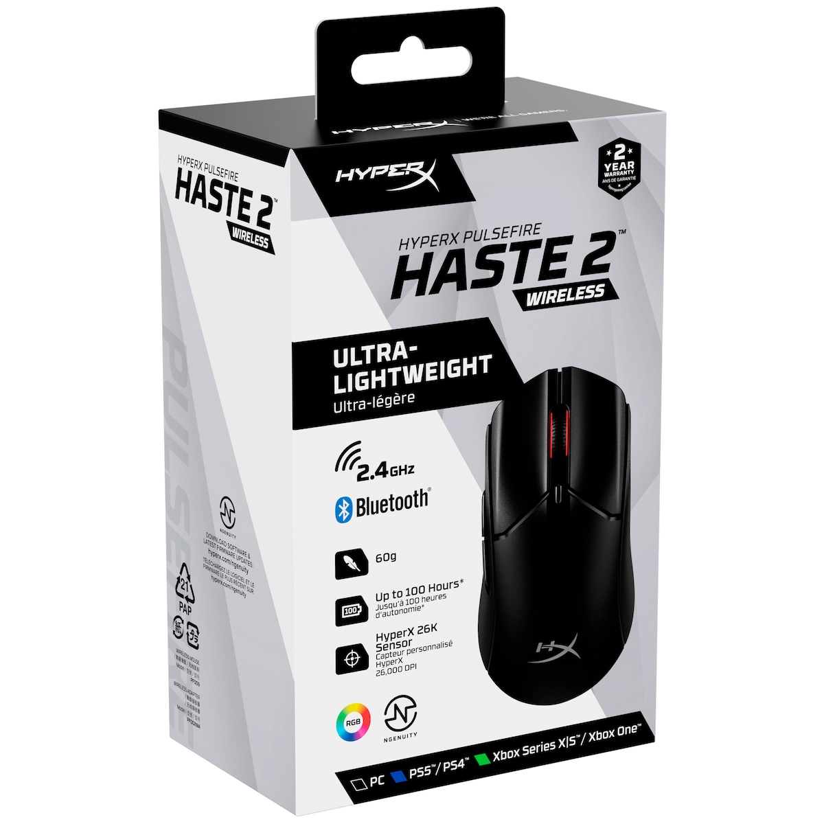 HyperX Pulsefire Haste 2 trådløs gamingmus (sort)