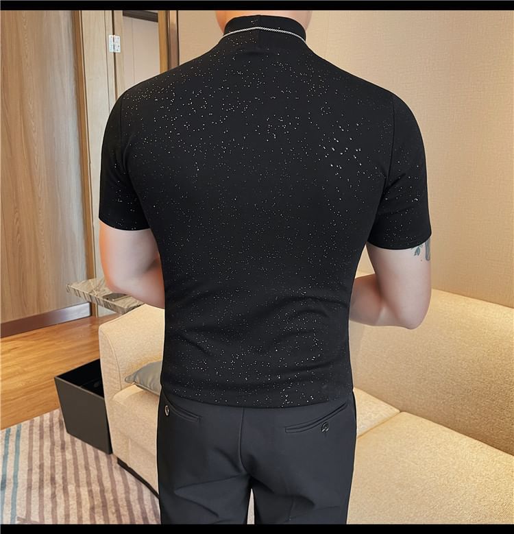 Deepwood - T-shirt met korte mouwen en mockneck, effen