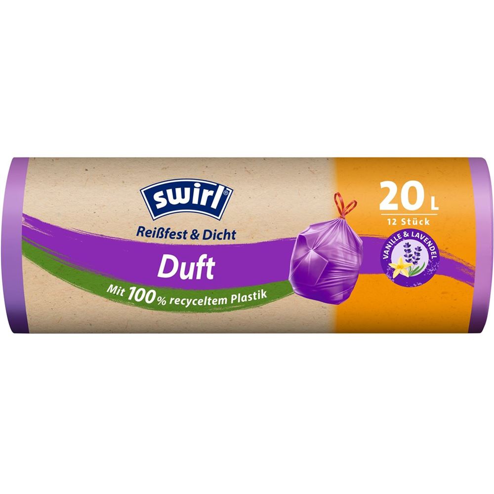 Swirl Duft-Müllbeutel<br>12 Stück, 20l, Lavendel-Vanille mit Zugband
