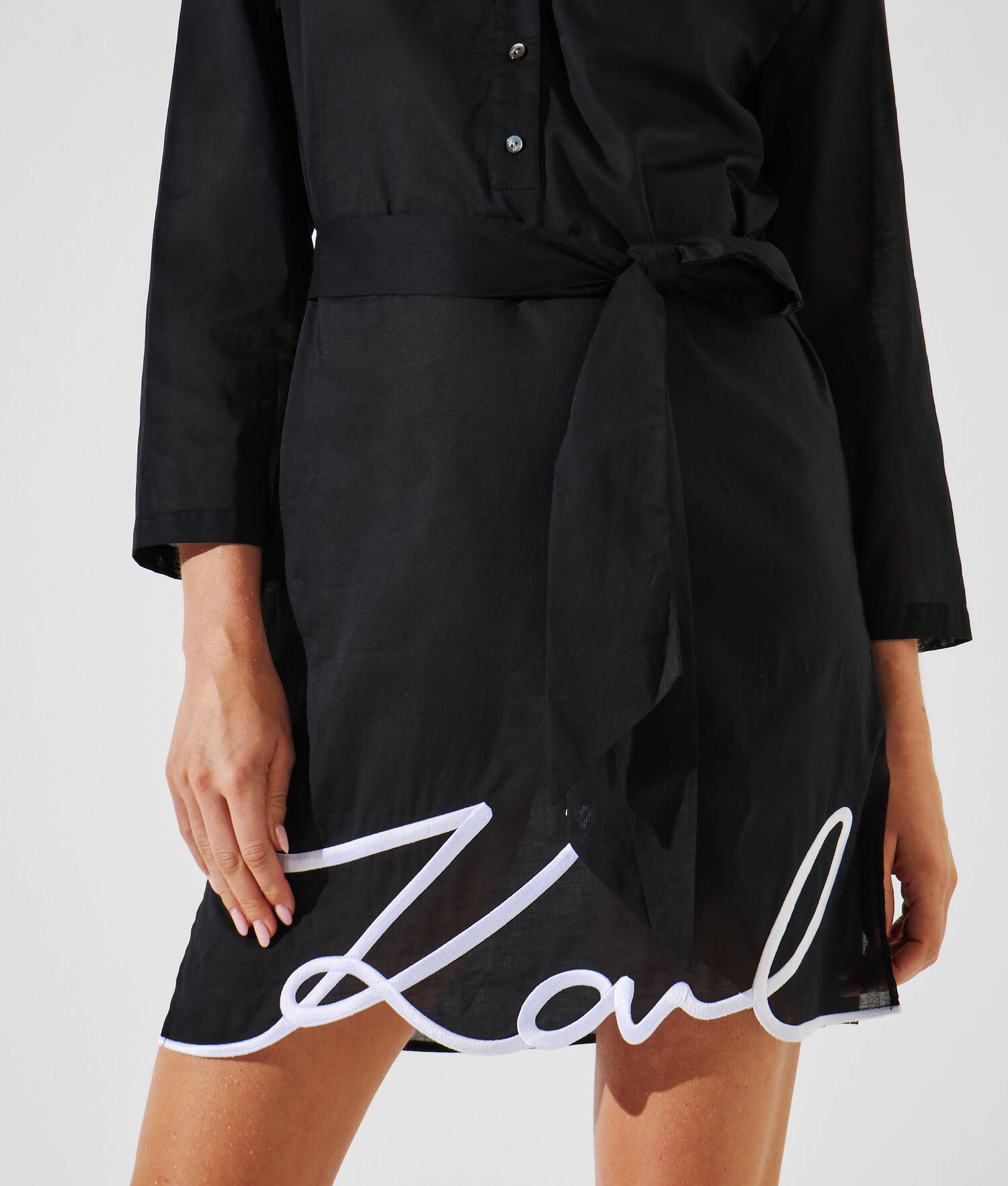 ROBE-CHEMISE DE PLAGE K/SIGNATURE - Noir
