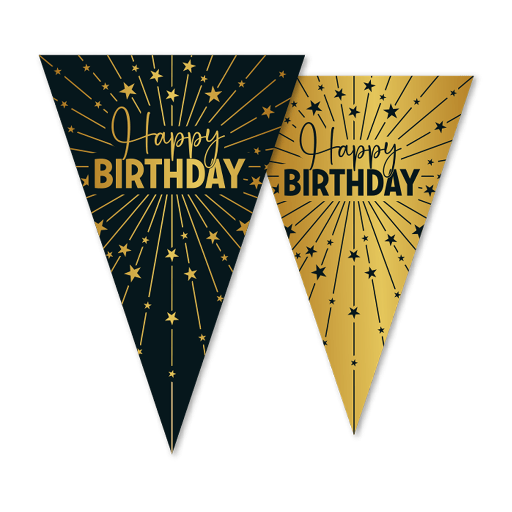 Happy Birthday Slinger Goud Zwart 10m