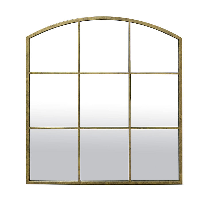 Miroir carré style industriel effet vieilli doré Windows L.100 x H.100 x ep.5 cm