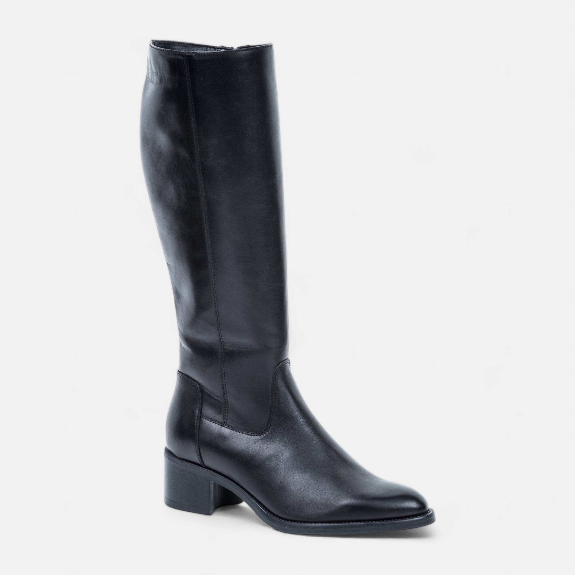 Bottes à talon Femme en cuir noir