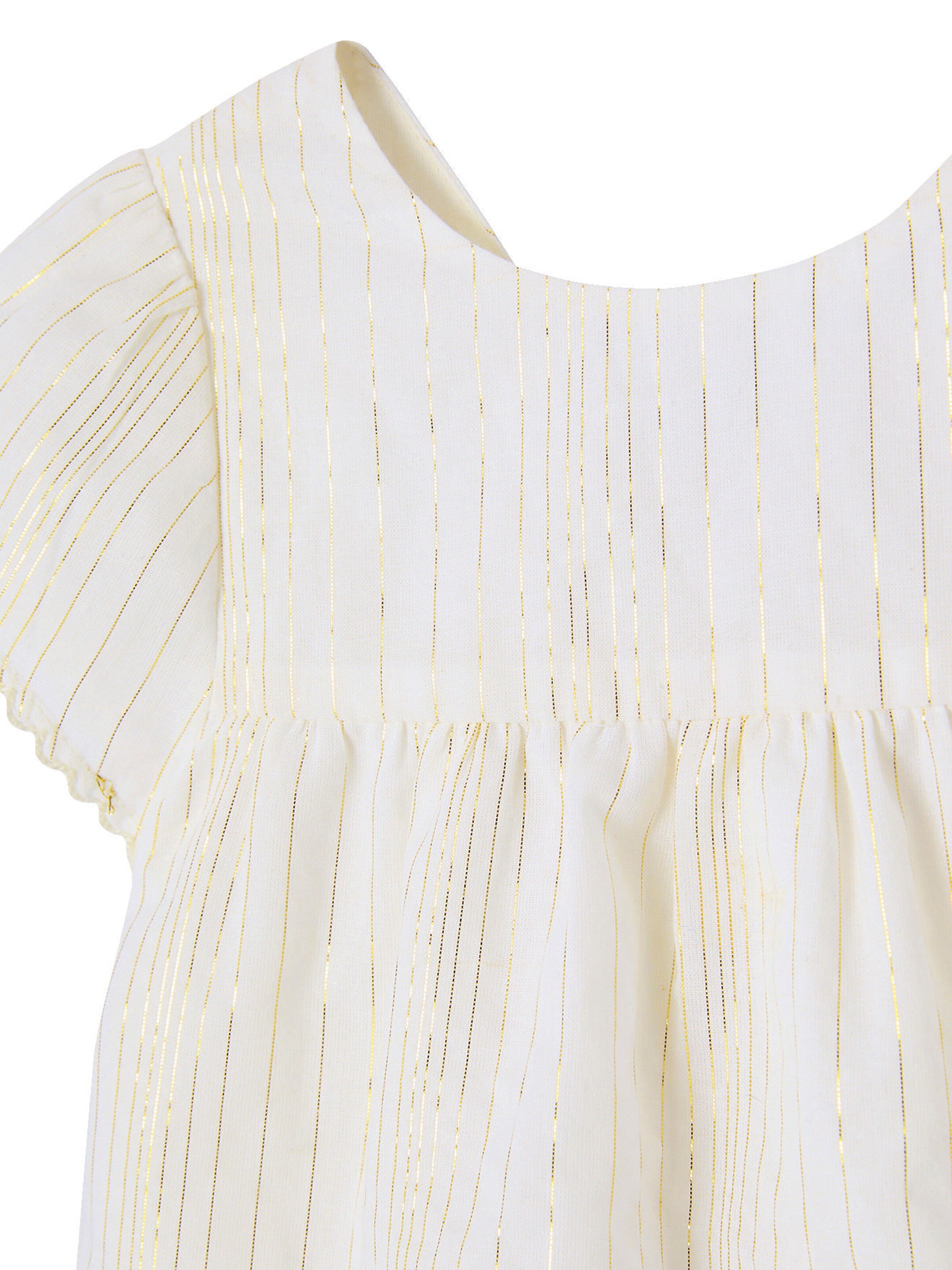 Vertbaudet Festliches Baby-Set: Kleid & Haarband mit Glanzstreifen weiß gestreift
