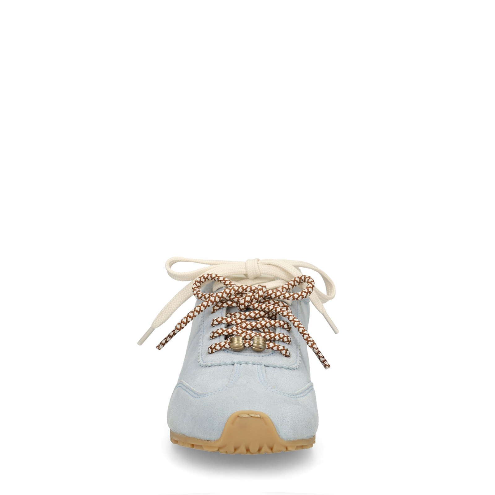 Blauwe suède sneakers met dubbele vetersluiting