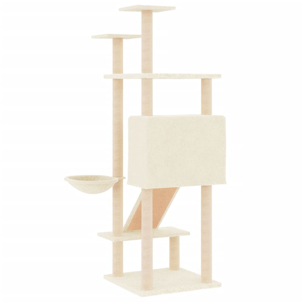 Arbre à chat avec griffoirs en sisal crème 153 cm
