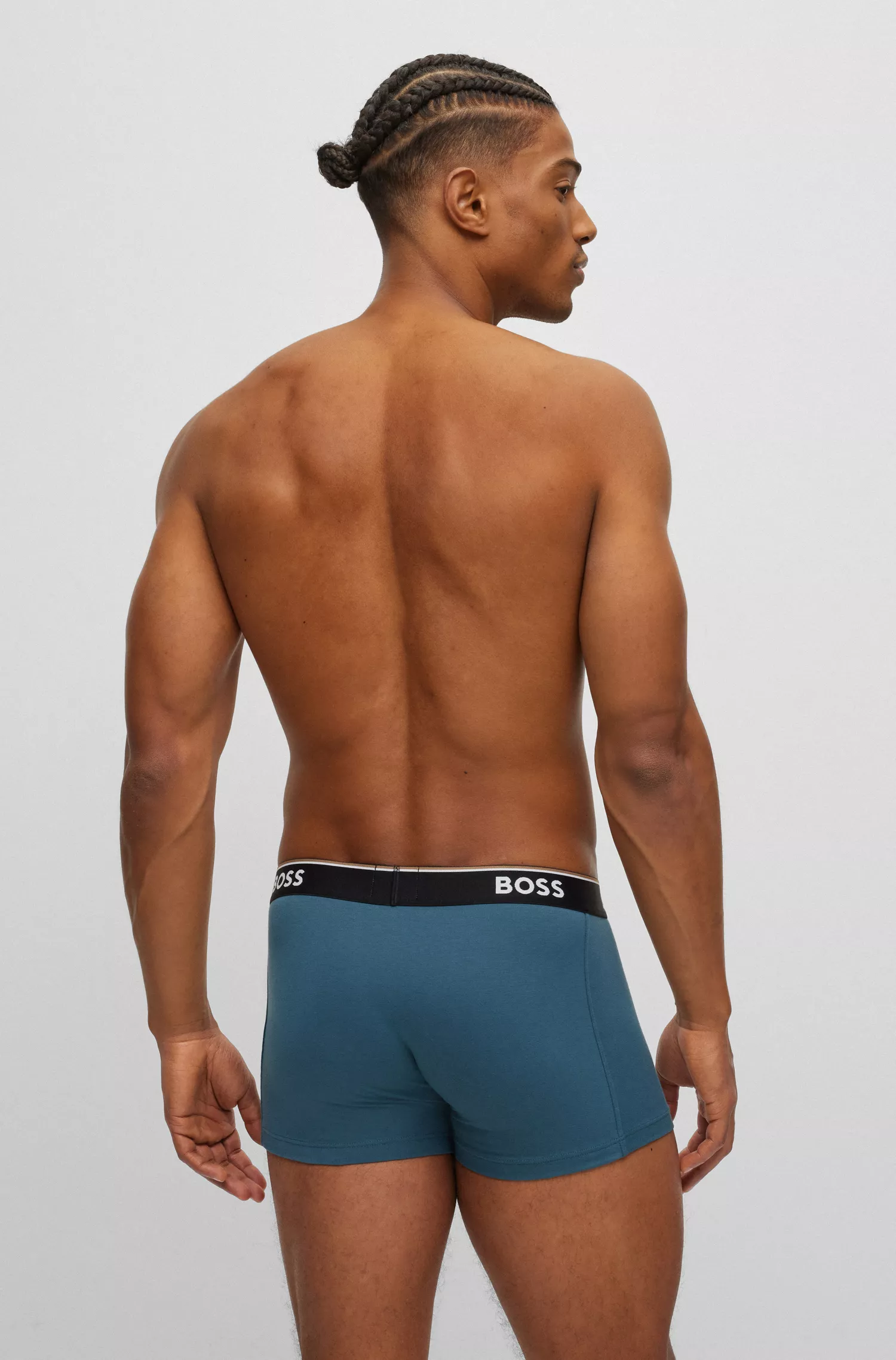 BOSS Black - Pacote com três cuecas boxer de algodão elástico com cós com logotipo.