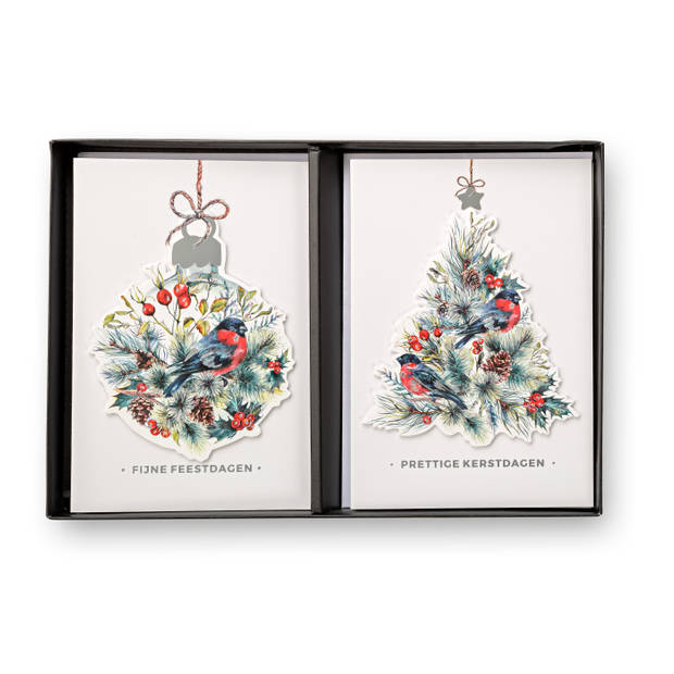 Kerstkaarten met envelop Bal en Boom 12 stuks