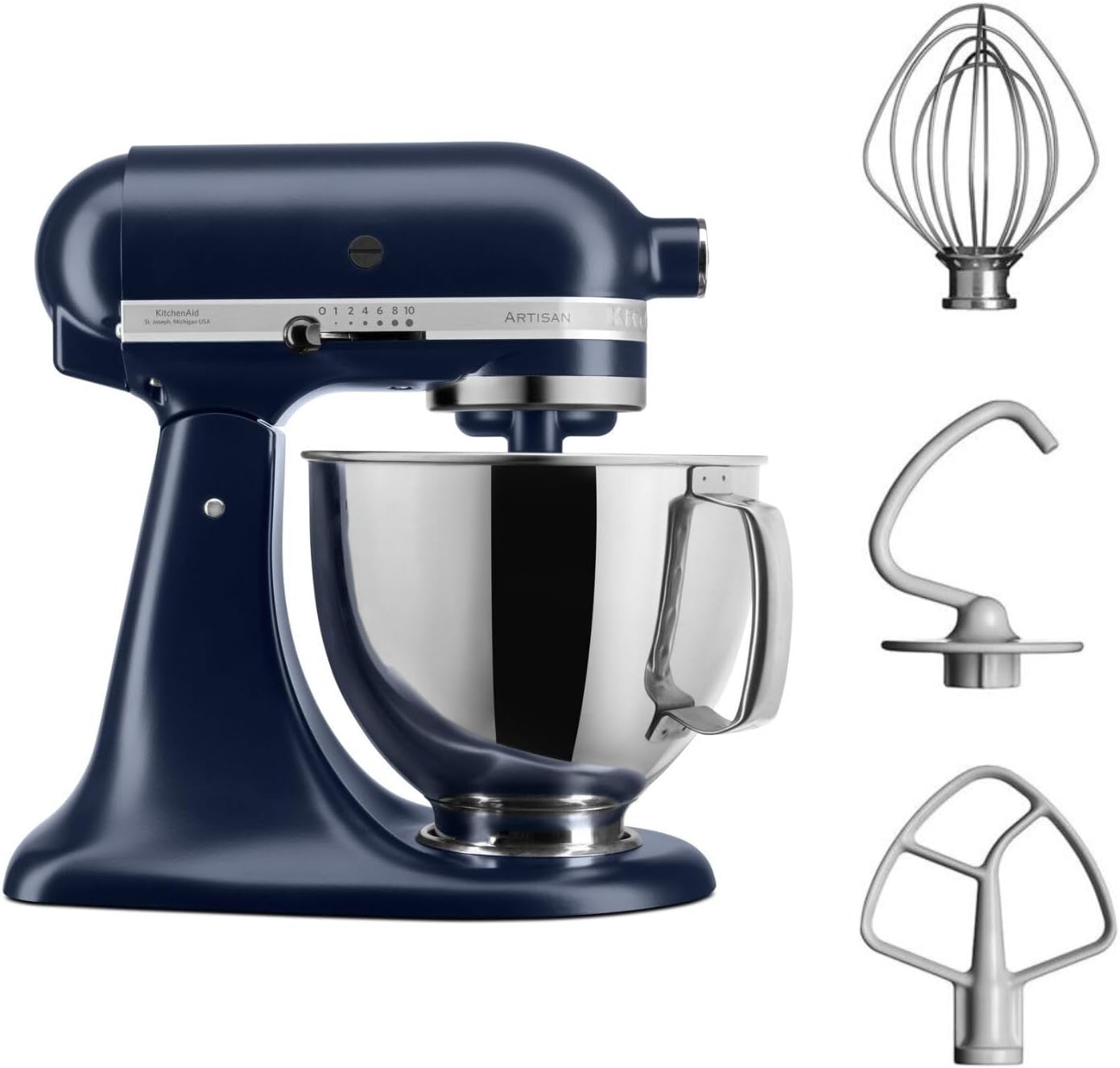 KitchenAid Küchenmaschine - Artisan - Kippbarem Food Processor - Teigknetmaschine mit 3 Zubehör und Schüssel aus Edelstahl - 4.8 L - Ink blau