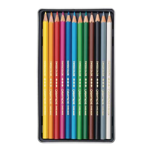 CARAN D'ACHE® Swisscolor wasserfeste Farbstifte, Metall-Etuis