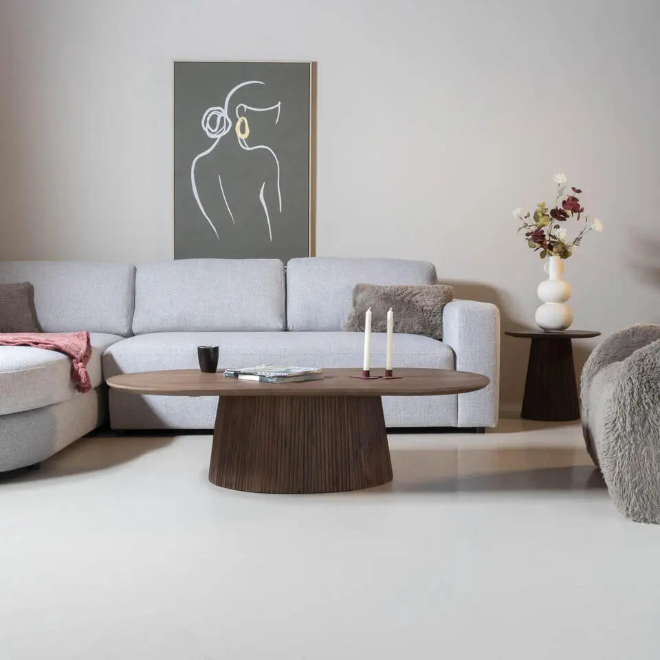 Salontafel Ovaal Donkerbruin Hout - 120x60x38cm - Salvador