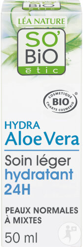 So'Bio Étic Hydra Aloe Vera Soin Léger Hydratant 24H Peaux Normales À Mixtes Bio 50ml
