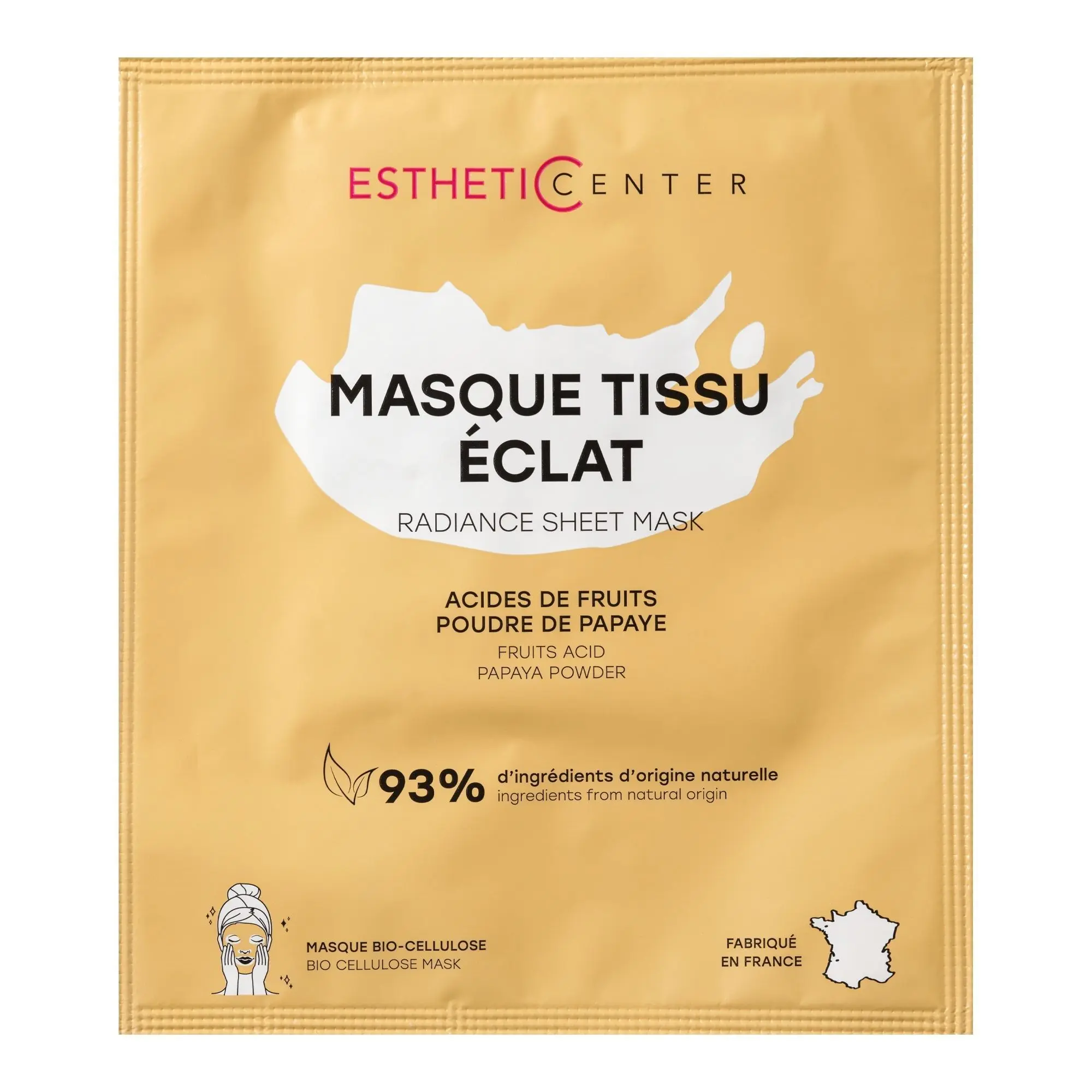 Esthetic Center - Masque Tissu Eclat Acide de Fruits & Poudre de Papaye 10ml - Masque monodose