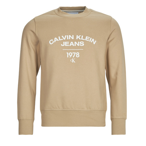 Calvin Klein Jeans - VARSITY CURVE CREW NECK - Beige