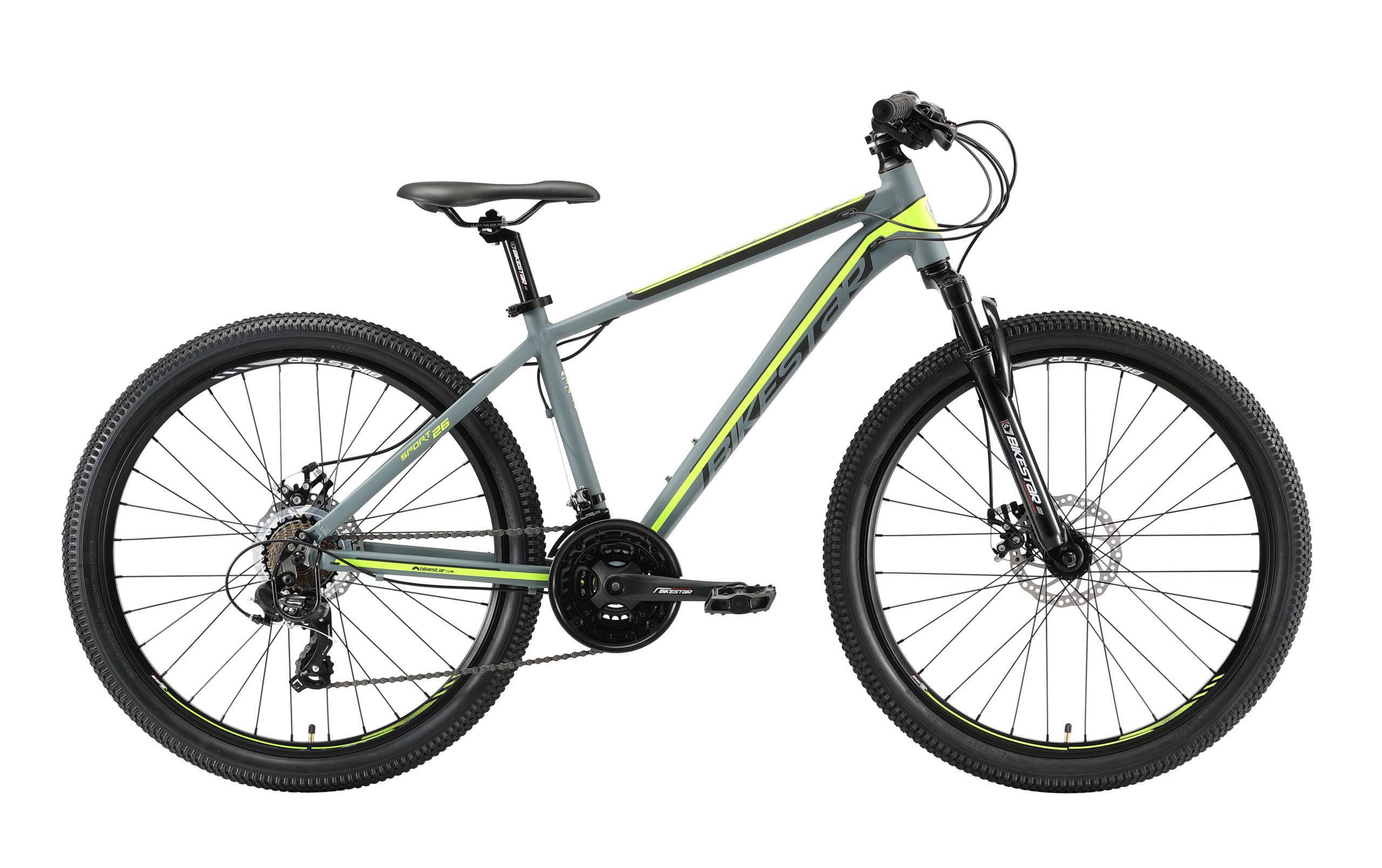 BikeStar hardtail MTB, Sport, 26 inch, 21 speed, grijs/geel