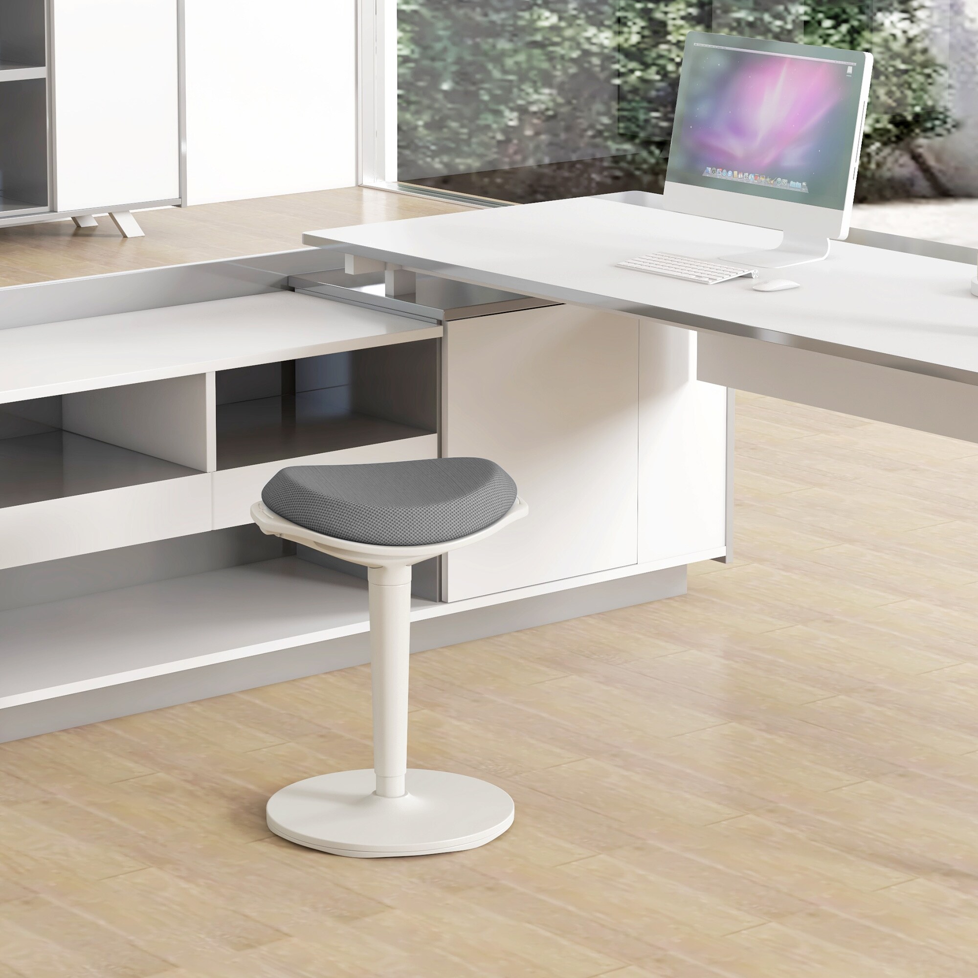 HOMCOM Sitzhocker mit Höhenverstellung grau 42,5L x 35,5B x 56,5-71,5H cm