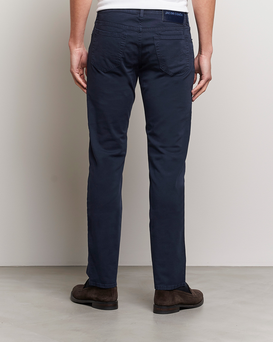 Jacob Cohën Bard Garment Dyed Gabardine Trousers Navy