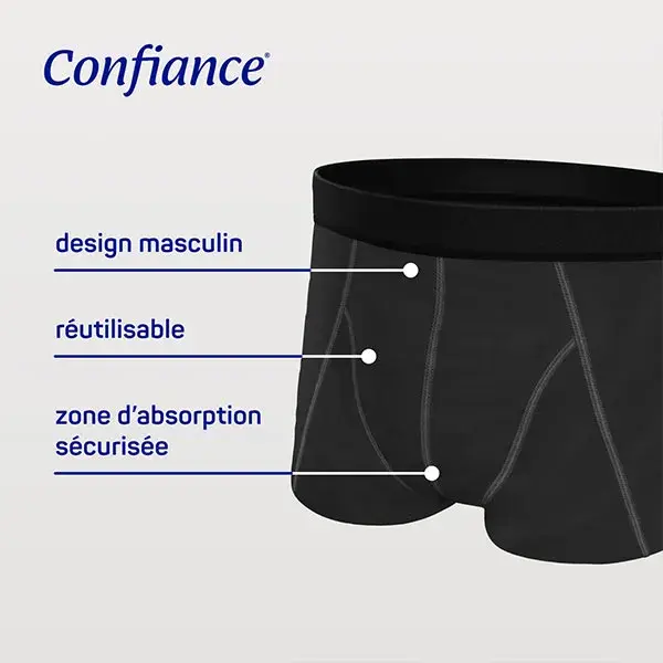 Confiance Men - Cuecas Boxer Masculinas Laváveis e Absorventes, Tamanho G