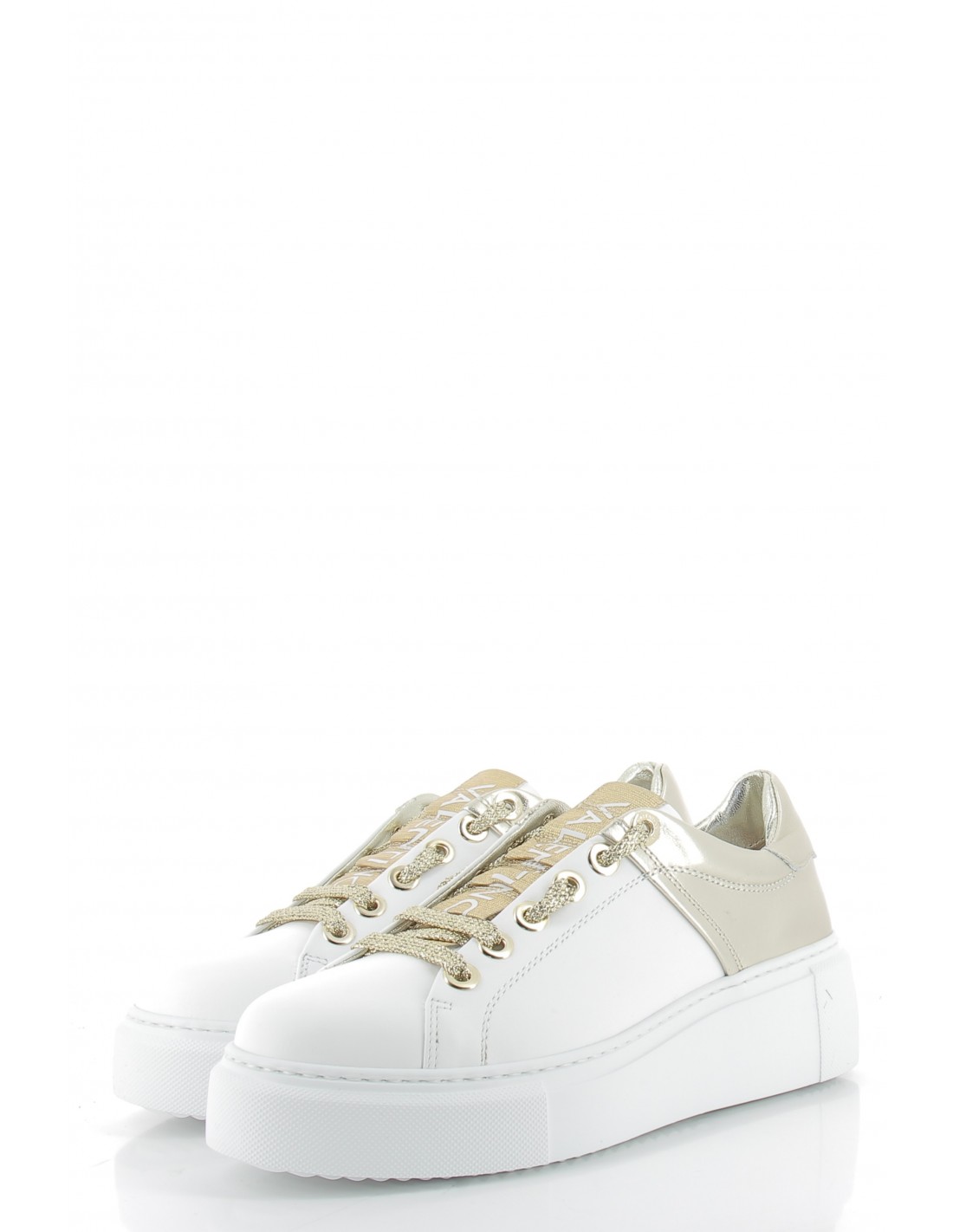 valentino Baskets compensées femme baraga summer cuir blanc/doré