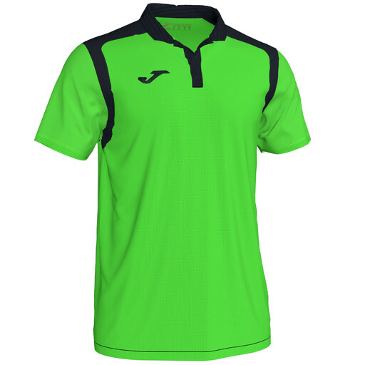 Camisa polo de manga curta Joma Championship V, verde fluorescente/preta