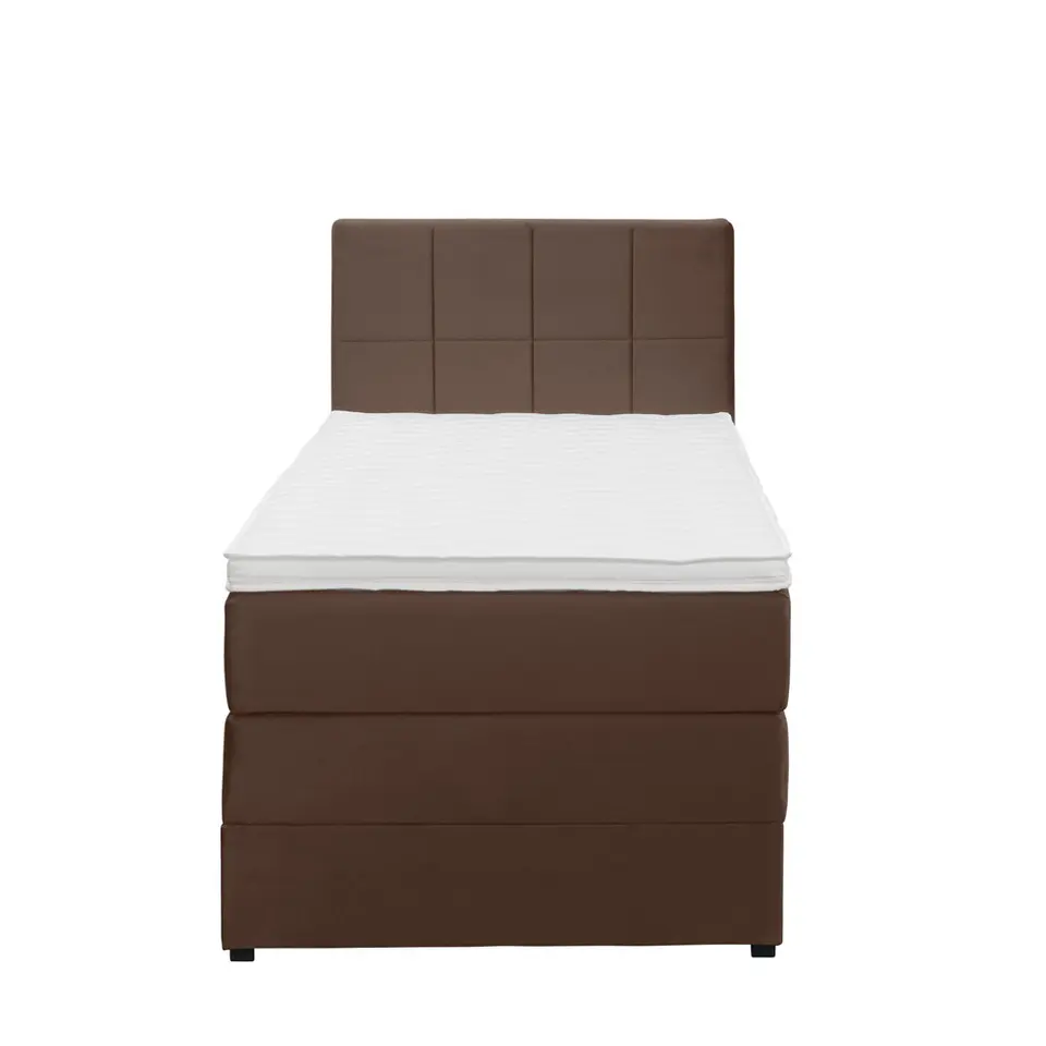 Boxspring met opbergruimte Liv geblokt - bruin - 90x200 cm