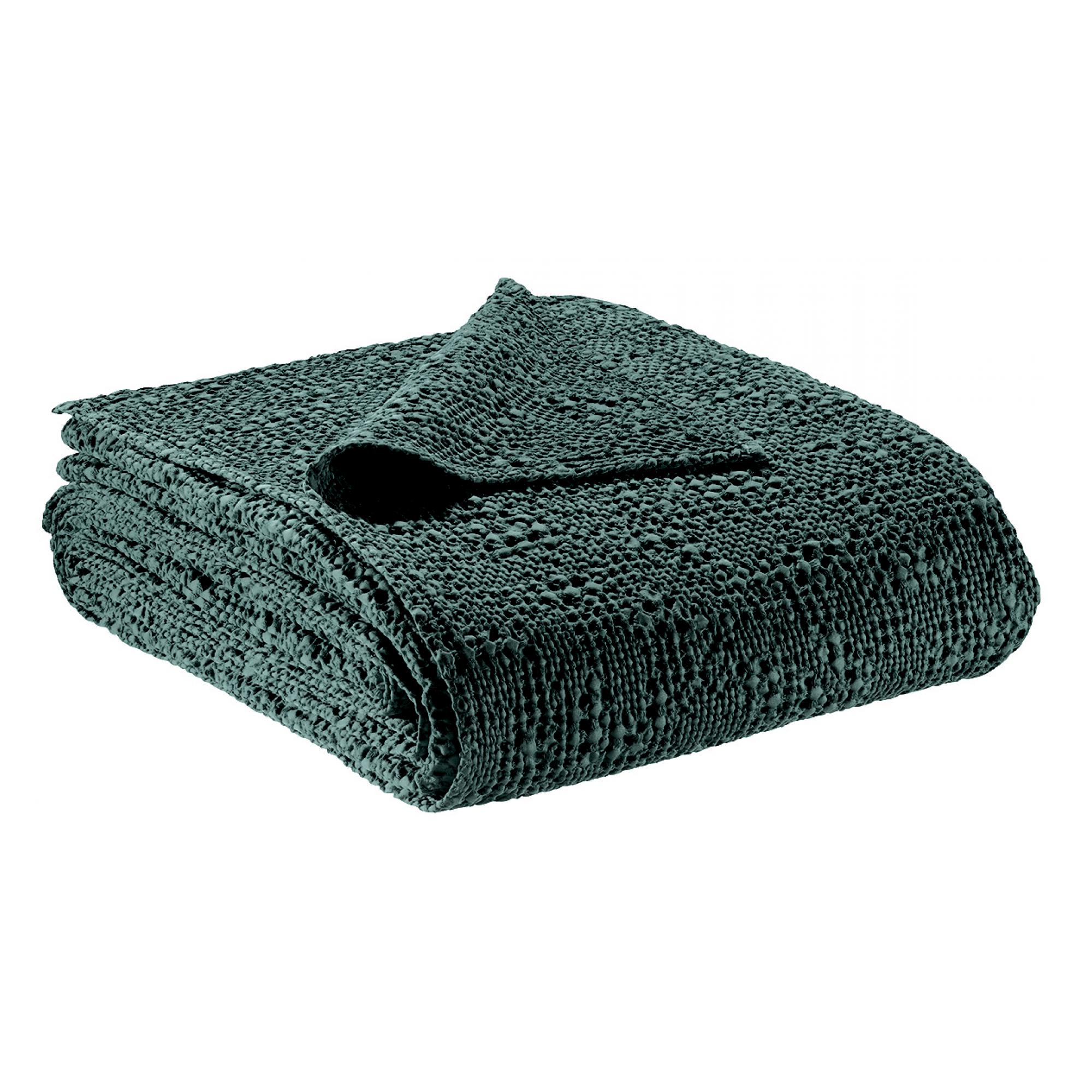 Plaid stonewashed tana prusse 140 x 200 cm