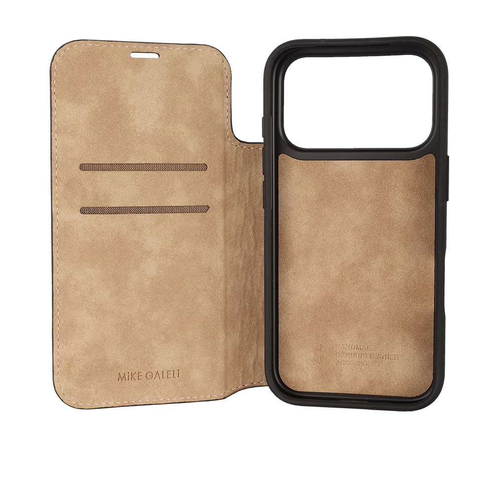 iPhone 17 Pro Echtleder Book Case Tasche Flip Cover Hand Made (MARCXIP17PRO-M04) - Cherry Tomato