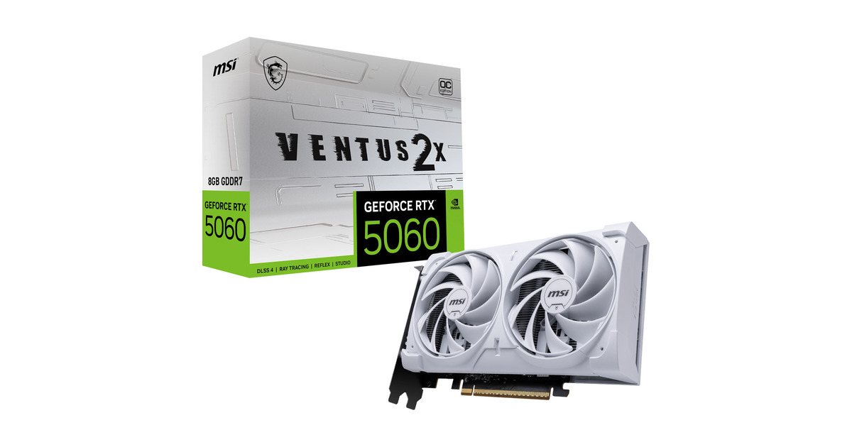 MSIGeForce RTX 5060 8G VENTUS 2X OC WHITE grafische kaart  (Wit, 3x DisplayPort, 1x HDMI)