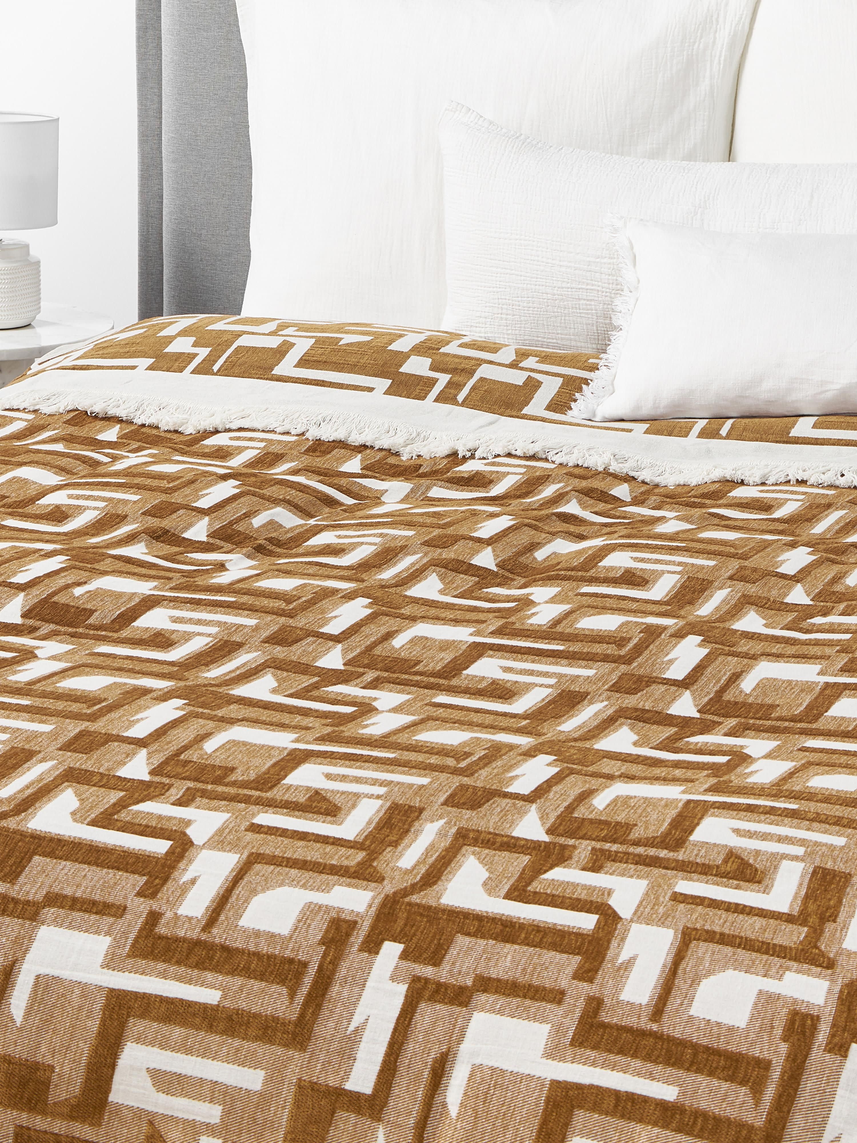 Jacquard bedsprei Fran met franjes