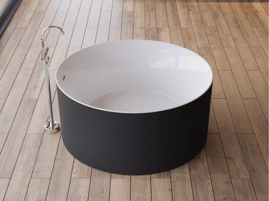 Baignoire îlot ronde LOOM 2.0 Noire Mate 130x130, by SPALINA