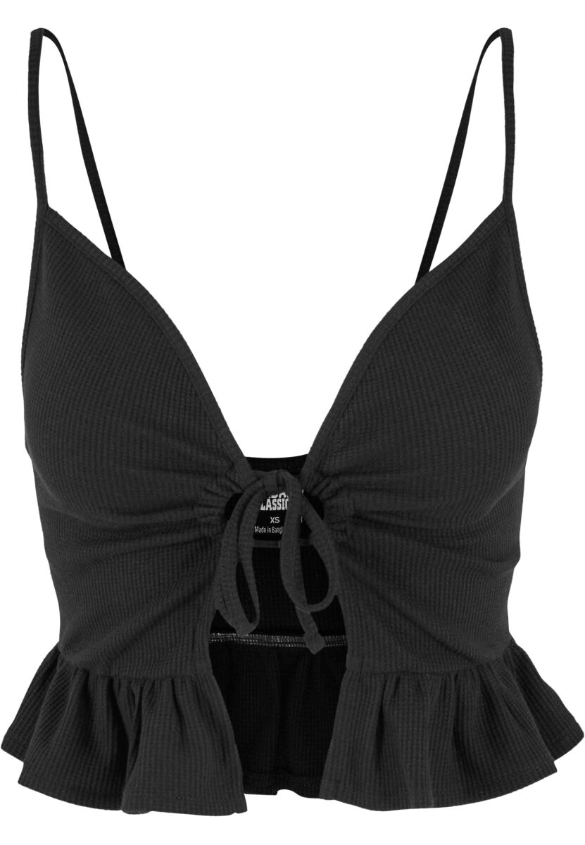 Ladies Waffle Pique Ruffle Top | Urban Classics Top