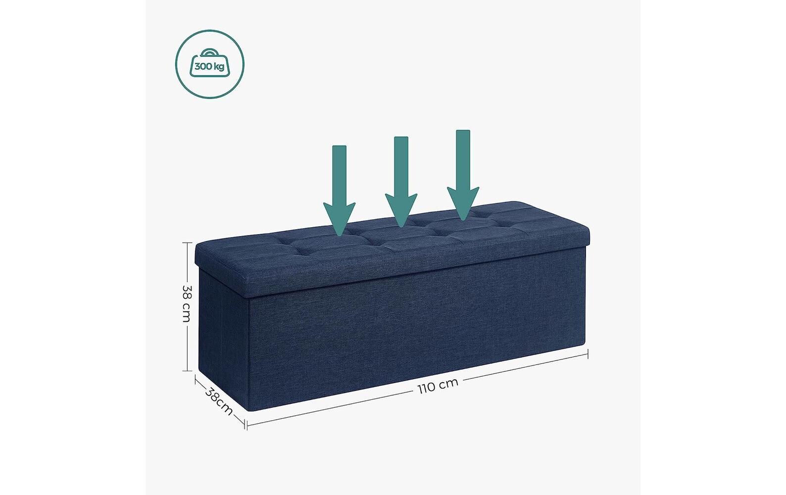 Sitztruhe mit Aufbewahrung 110 x 38 cm, BlauTruhenbank