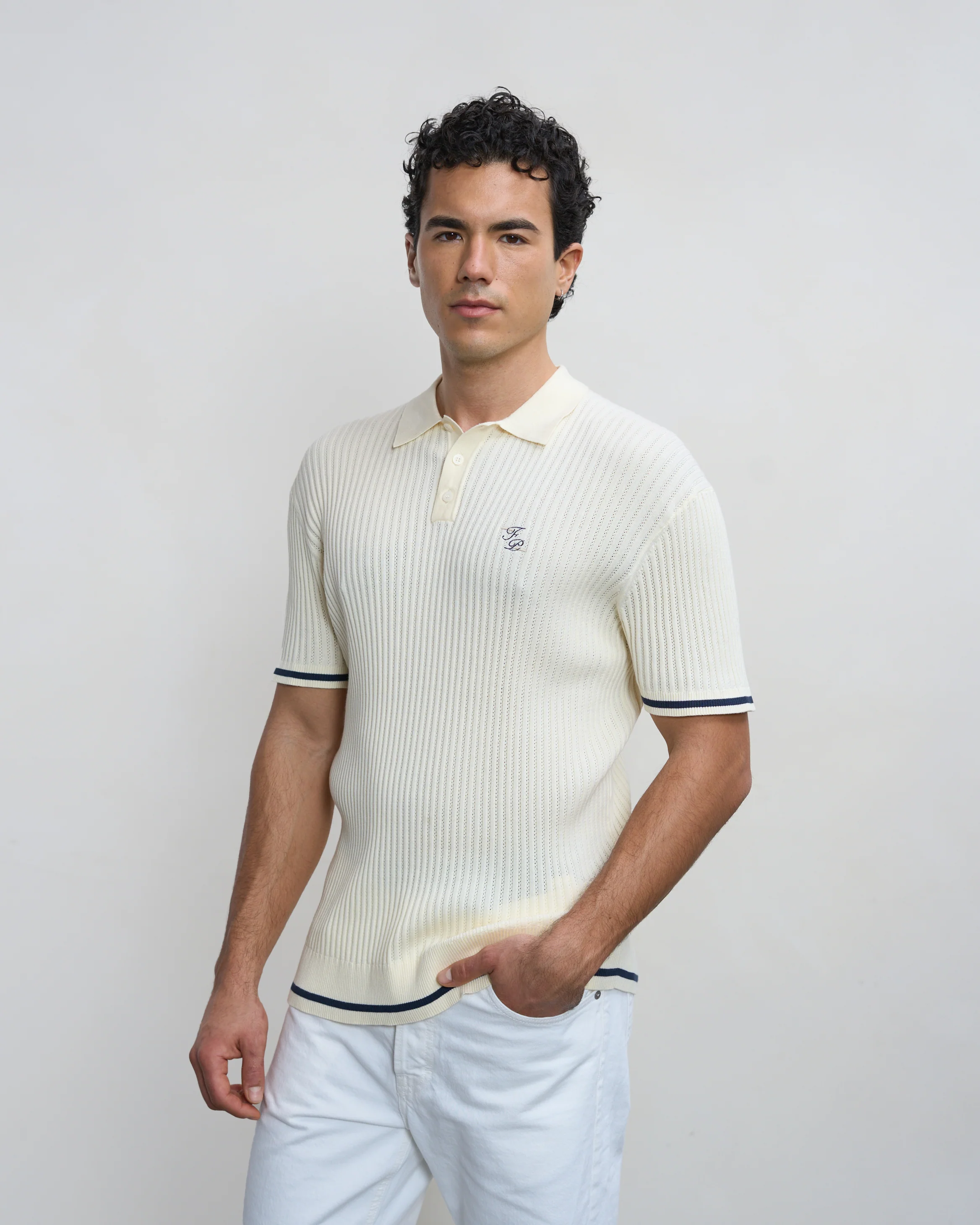 Fine Knit Polo Antique White