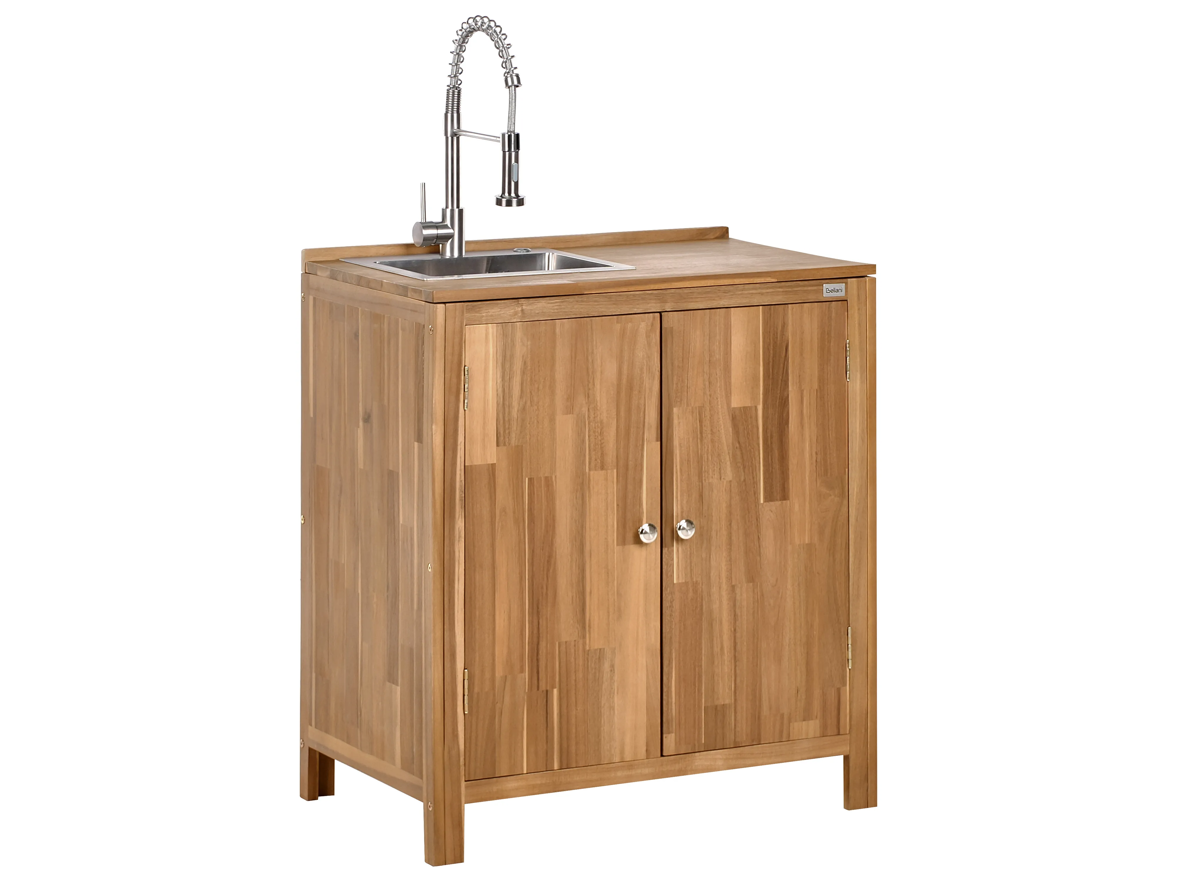 Tuin keukenset 3-delig met spoelbak VENOSA Acaciahout Bruin/zilver