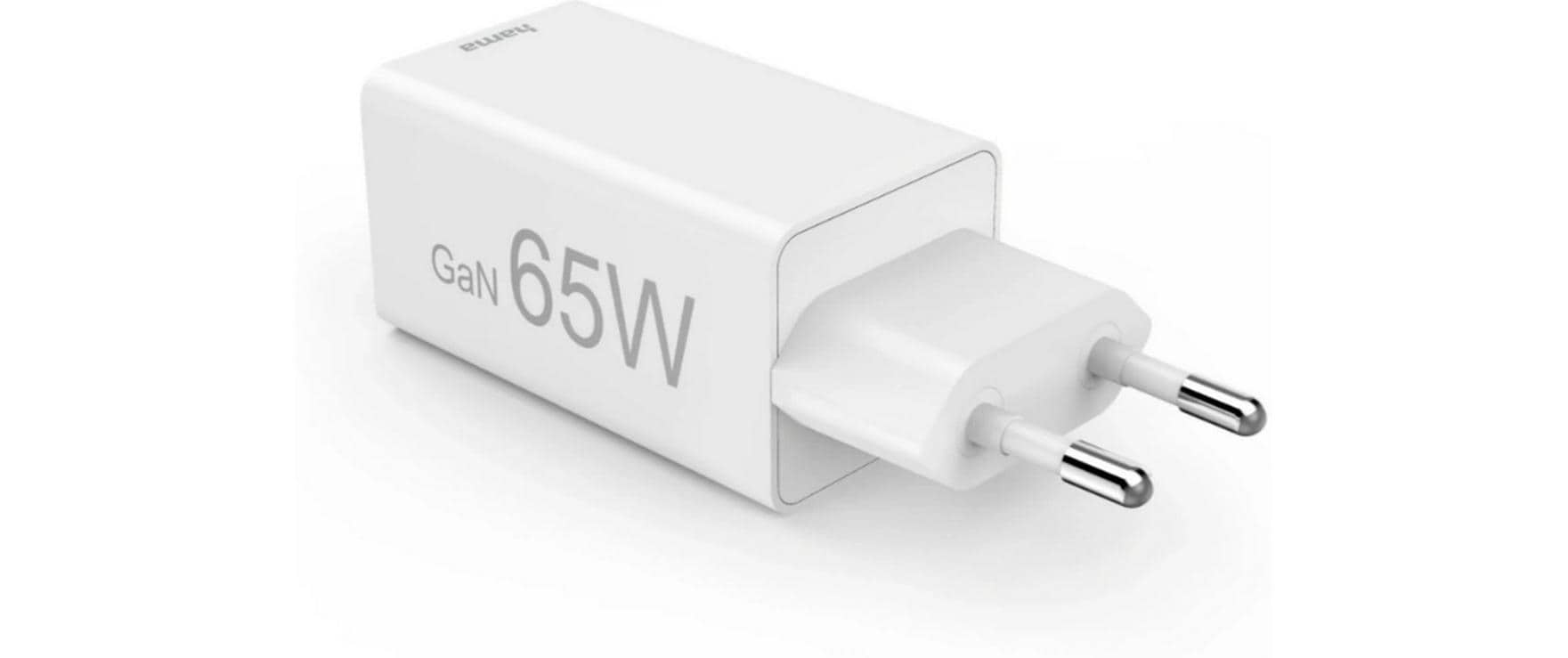 USB-Wandladegerät Gan charger 2x USB-A USB-C 65 W WeissSchnellladegerät mit 1x USB-C und 2x USB-A